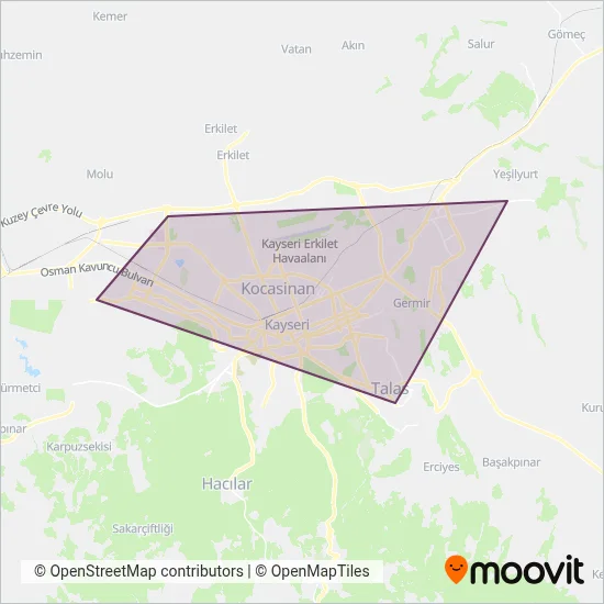 Kayseray coverage area map