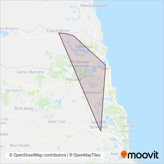 Mapa da área de cobertura da CBTU