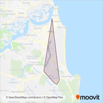 Mapa da área de cobertura da Cidade das Dunas