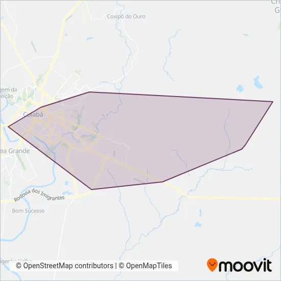 Mapa da área de cobertura da Caribus