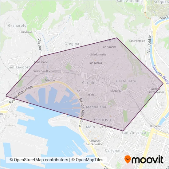 Area coperta dal servizio di AMT (Funicolare)