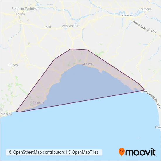 Area coperta dal servizio di Trenitalia (Treno)