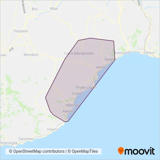 Area coperta dal servizio di TPL Linea