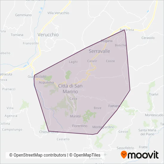 Area coperta dal servizio di AASS San Marino (Bus)