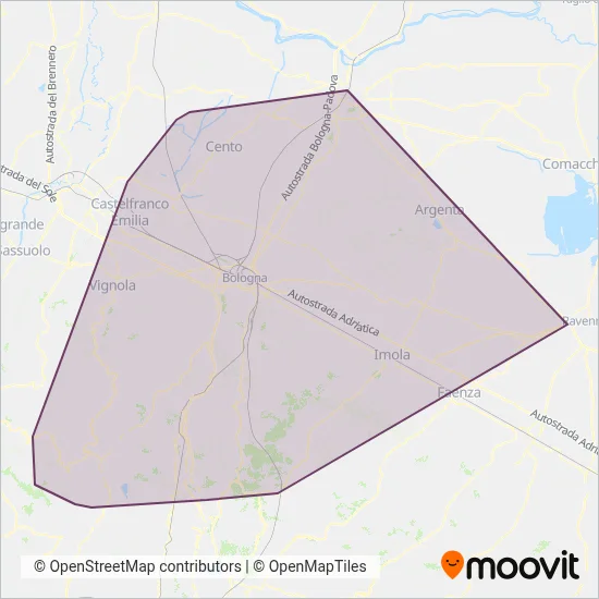 Area coperta dal servizio di Trasporti Pubblici Emilia-Romagna