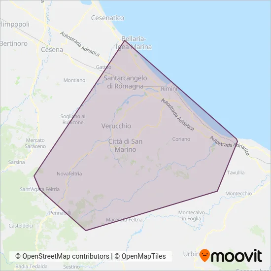 Area coperta dal servizio di Start Rimini