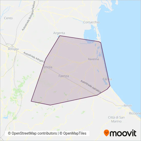 Area coperta dal servizio di Start Ravenna