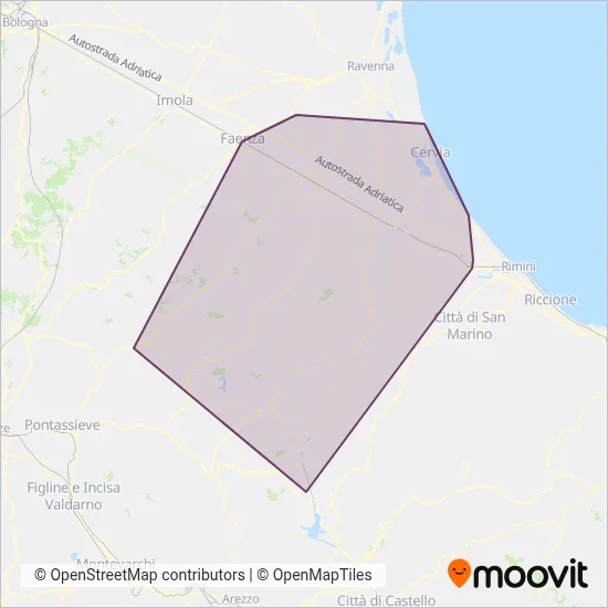 Area coperta dal servizio di Start Forlì-Cesena