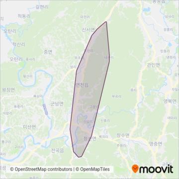 연천교통 운행 지역 지도