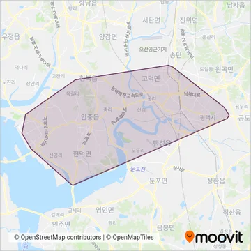평택여객 운행 지역 지도