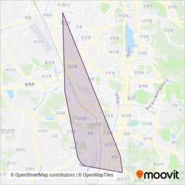 오산교통 운행 지역 지도
