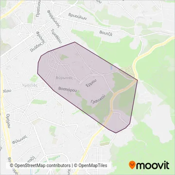 Δημοτική Συγκοινωνία Δήμου Βύρωνος coverage area map
