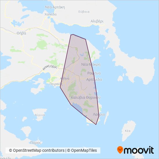 ΚΤΕΛ Αττικής coverage area map