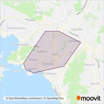 Συγκοινωνίες Αθηνών - ΟΑΣΑ (Τρόλεϊ) χάρτης κάλυψης περιοχής