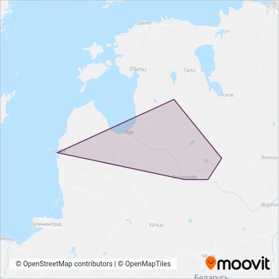Pasažieru Vilciens coverage area map
