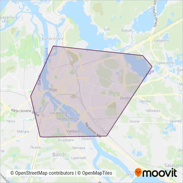Схема покрытия компании Rīgas satiksme (Канатная дорога)