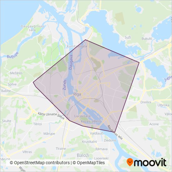 Rīgas satiksme coverage area map