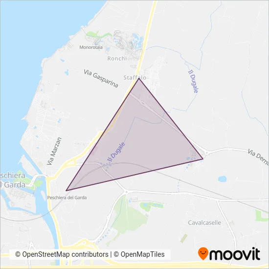 Gardaland Park Shuttle coverage area map