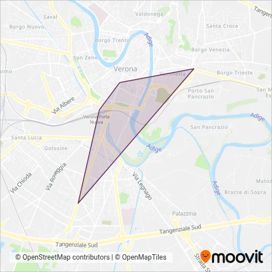 Area coperta dal servizio di Servizi Turistici Verona (Bus)