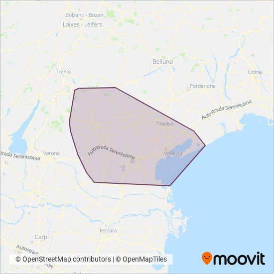 Area coperta dal servizio di SVT - Società Vicentina Trasporti