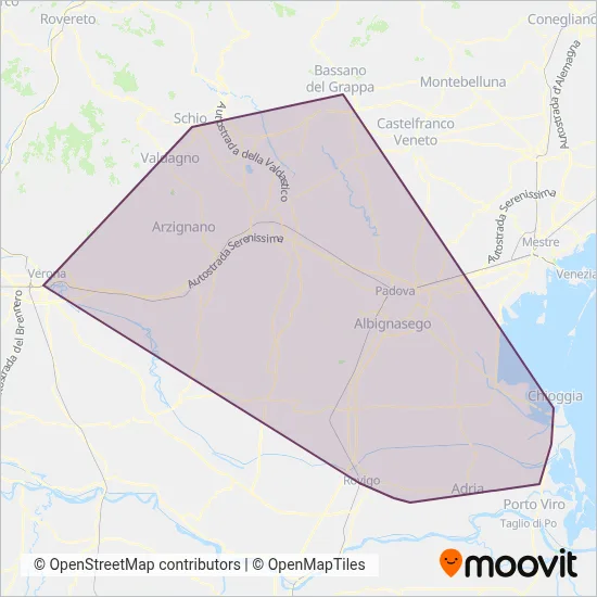 Trenitalia (Bus) coverage area map