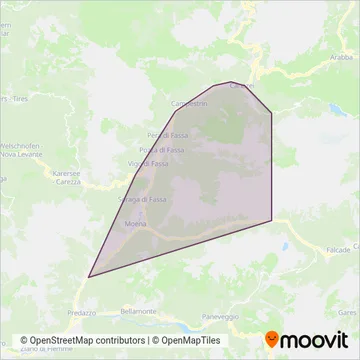 Area coperta dal servizio di SkiBus Val Di Fassa