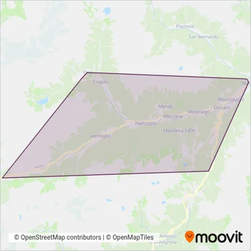 Area coperta dal servizio di SkiBus Val Di Sole