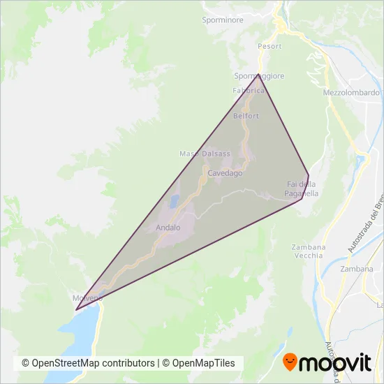 Area coperta dal servizio di Paganella SkiArea (Bus)