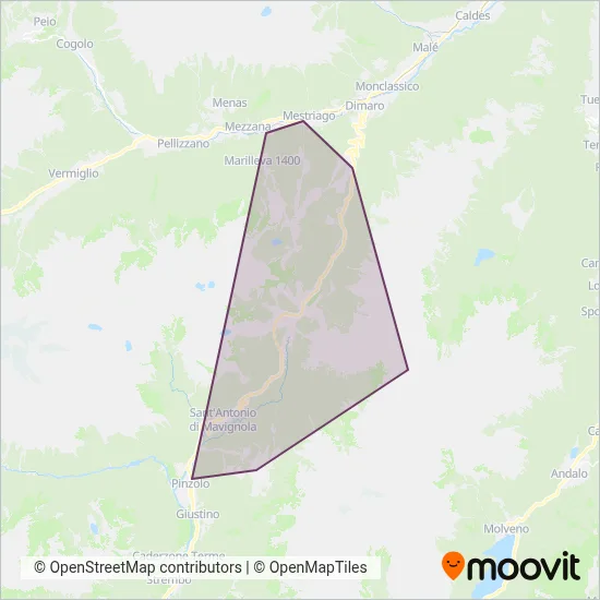 Area coperta dal servizio di Funivie Skiarea Campiglio Dolomiti