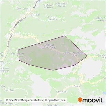 Dolomites Seiser Alm (Cable Car) coverage area map
