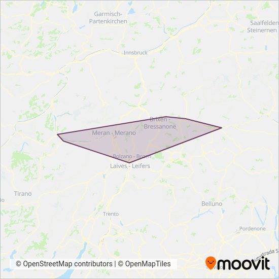 SAD Bahn coverage area map