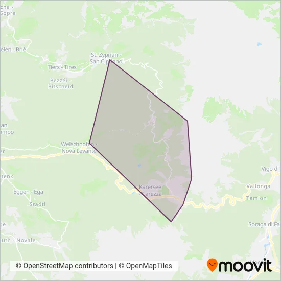 Area coperta dal servizio di Consorzio Impianti a Fune Carezza Dolomites