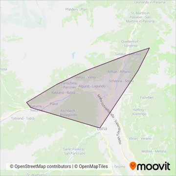 Associazione Turistica Merano-Naturno-Parcines-Scena coverage area map