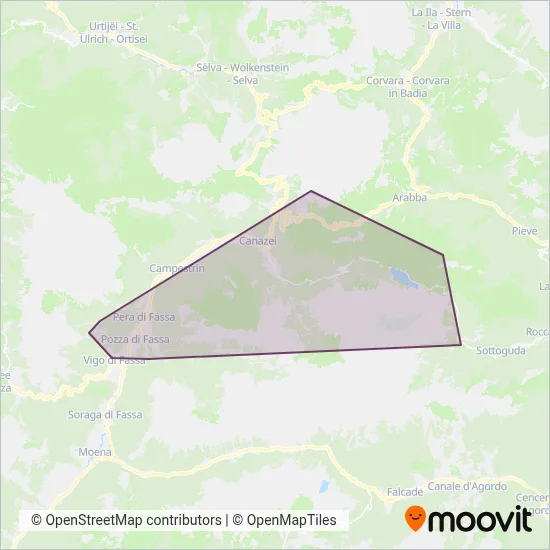 Area coperta dal servizio di VAL DI FASSA Dolomites 🚠