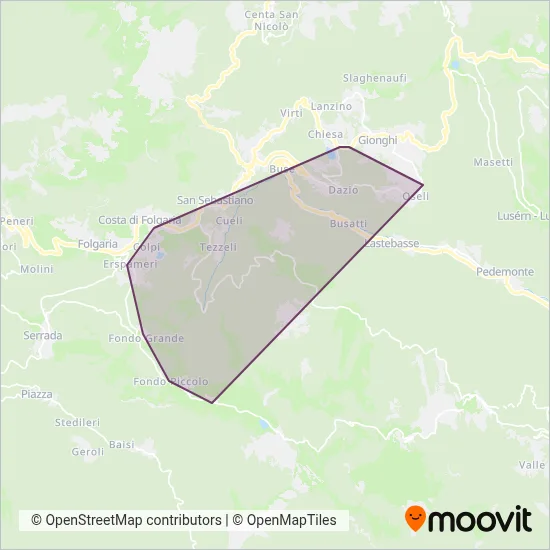 Area coperta dal servizio di SkiArea Folgaria Lavarone Alpe Cimbra