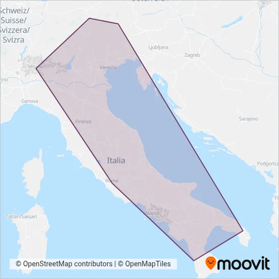Trenitalia coverage area map