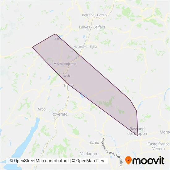 Area coperta dal servizio di TT (Treno)