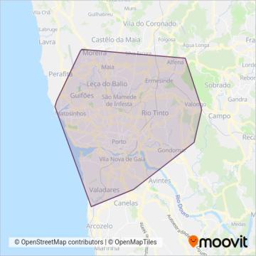 Área de cobertura no mapa do(a) STCP
