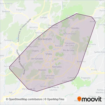 MUV - Mobilidade Urbana de Viseu coverage area map