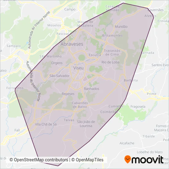 MUV - Mobilidade Urbana de Viseu coverage area map