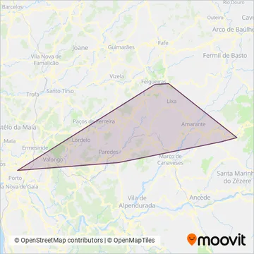 Rodonorte - Amarante coverage area map