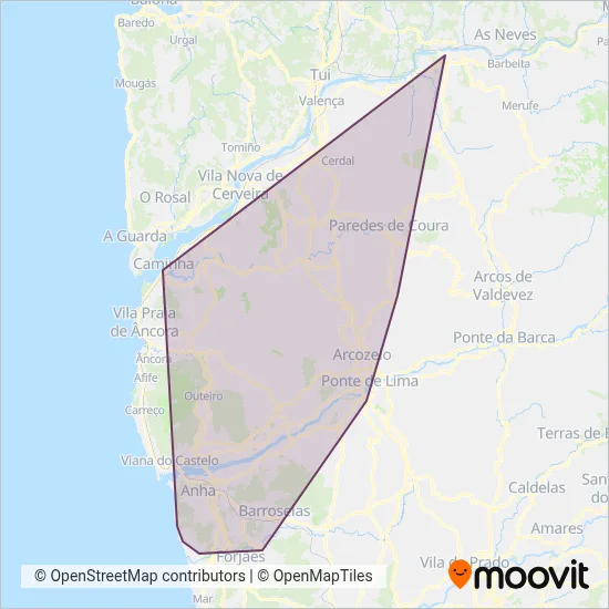 Auto Viação do Minho coverage area map