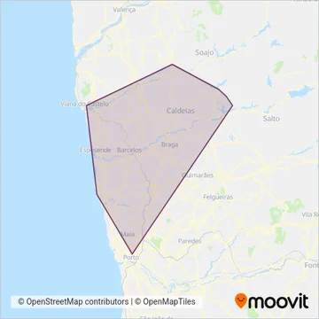 Cávado Mobilidade coverage area map