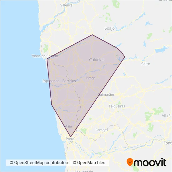 Cávado Mobilidade coverage area map