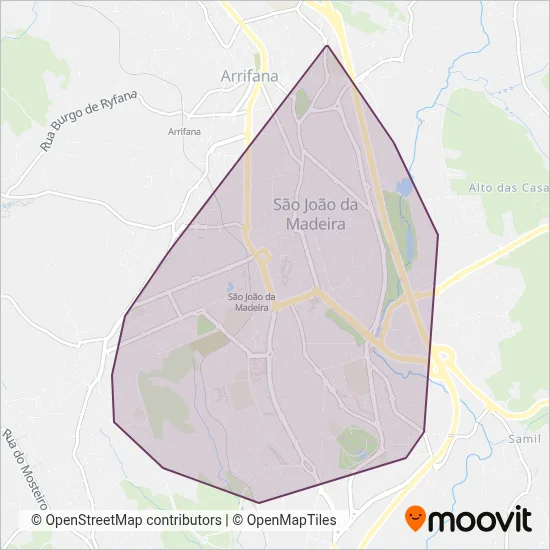 TUS - Transportes Urbanos de São João da Madeira coverage area map