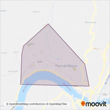 Área de cobertura no mapa do(a) TUPR - Transportes Urbanos do Peso da Régua