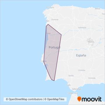 CP - Comboios de Portugal coverage area map