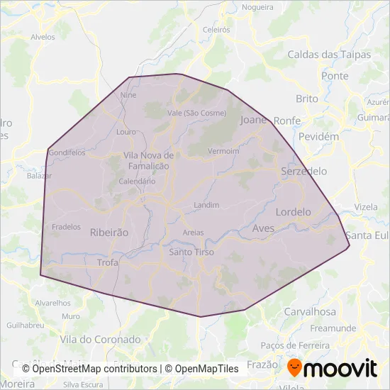 Área de cobertura no mapa do(a) Mobiave