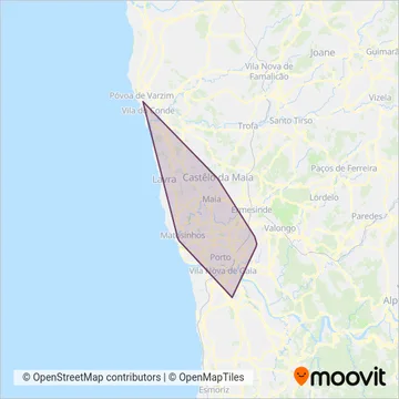 Metro do Porto (Subway) coverage area map