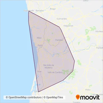 UNIR Mobilidade da Area Metropolitana do Porto coverage area map